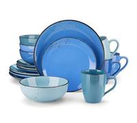 ZXQUEGF 16 Piece Stoneware Dinnerware Set with Dinner Dessert Plate Cereal Pasta Bowl for Dining and Everyday Use