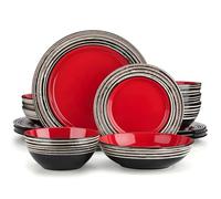 ZXQUEGF 16 Piece Stoneware Dinnerware Set with Dinner Dessert Plate Cereal Pasta Bowl for Dining and Everyday Use