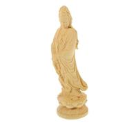 ZXQUEGF 1pc Bodhisattva Ornament Vintage Buddhist Goddess Statue Decorative Kwan Yin Sculpture Guan Wooden