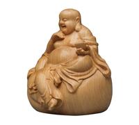 ZXQUEGF 1pc Maitreya Statue Feng Shui Figurine Chic Ornament Monk Figurine Buddha Sculpture Maitreya Modeling Decor Maitreya Buddha Statue Maitreya Buddha Ornament Yellow Wood