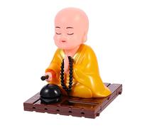 ZXQUEGF 1pc Ornaments Buddha Sculpture Figurine Solar Dashboard Figures Monk Statue Table Figurines Decor Little Monk Statues Chinese Monk Statue Car Dashboard Babydoll Plastic Yellow