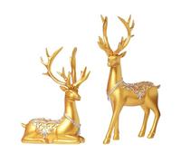 ZXQUEGF 2 Pieces Elk Figurines Reindeer s Resin Decorative Tabletop Ornaments Deer Statues for Bookshelf Housewarming Gift