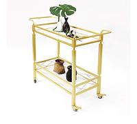 ZXQUEGF 2-Tier Wrought Iron Wine Rack Storage Trolley for Home, Hotel and Restaurant Multi-Functionality