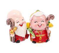 ZXQUEGF 2pcs Birthday Boy Toy Miniatures Figurines Feng Shui Statue Longevity Scuplture Elderly Couple Ornament God of Longevity Figurine Car Decorations Vintage Lucky Statue Resin
