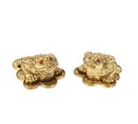 ZXQUEGF 2pcs Feng Shui Money Frog Wealth Lucky Money Frog Coin Toad Statue Golden Toad Decor Wealth Prosperity Statues Office Decorations Car Trim Desktop Toad Ornament Brass China Outdoor