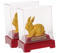 ZXQUEGF 2pcs Golden Rabbit Easter Rabbit Figurine Year of The Rabbit Chinese New Year Rabbit Lucky Bunny Statue Feng Shui Decor Car Playset Car Cartoon Cast China 4s