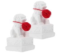 ZXQUEGF 2pcs Home Lion Ornament Rock Lion Figure Lion Miniatures Miniature Lion Statue Guardian Lion Figurines Chinese Guardian Lion Sculptures Chinese Lion Stone Lion Model Cement White