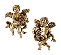 ZXQUEGF 2Pcs Lovely Angel Statue Figurines Cherub Wall Collections Hand for Living Room Entrance Hotel Barchurch Restaurant, D