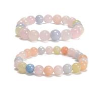 ZXQUEGF 2pcs/set, Healing Beaded Bracelet, Round Gem Bead Stretch Bracelets for Women Men Gift