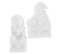 ZXQUEGF 2pcs Stone Lion Office Lion Ornament Small Chinese Lion Statue Lion Tabletop Adornment Lion Figurine Lion Statue Decor Home Lion Ornament Miniature Crafts Artificial White Jade