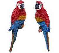ZXQUEGF 2X Resin Parrot Birds Model Art Figurine Garden Crafts Animal Ornament Garden Decoration Hanging Decor