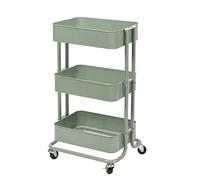 ZXQUEGF 3-Layer Metal Kitchen Storage Cart, Green Color, and