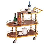 ZXQUEGF 3-Tier Wooden Bar Serving Cart with Castor Wheels for Home and Hotel Kitchen - Professional Storage & Convenience