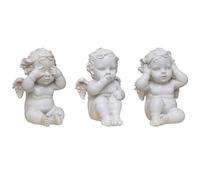 ZXQUEGF 3pcs Little Angel Ornament Cherub Statues for Cake Decor Girl Little Sculpture Hear No Evil Home Decoration Angel Figurine Household Resin Props White