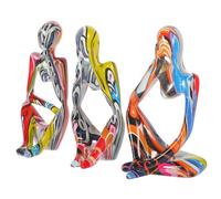 ZXQUEGF 3pcs Ornament Decoration Shelf Decor Abstract Thinker Sculpture Thinker Statue Decors Decorative Figurines Sculptures Thinker Figure Abstract Thinker Decor Synthetic Resin