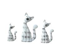 ZXQUEGF 3X Wooden Cat Statues Kitten Figurines Gift Creative Decoration Desktop Animal Kitty Figure for Cabinet Kitchen