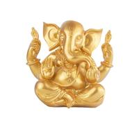ZXQUEGF 4.3inch Lord Ganesha Sitting Statue Desk Ornament Hindu God Craft for Yoga Room, Golden