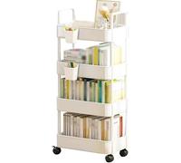 ZXQUEGF 4 Tier Rolling Trolley Storage Shelf - Multi-Storey, Movable, Gap- Organizer for Kitchen & Bathroom Use
