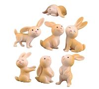 ZXQUEGF 7pcs Rabbit Ornament Bunny Ornament Bunny Rabbit Decor Rabbit Figurines for Desktop Miniature Bunny Figurines Car Model Toys Rabbit Garden Decor Bunnies Decor Pvc Yellow