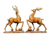 ZXQUEGF Art Sculpture Sika Deer Ornaments,Fengshui Statue for Wealth and Luck,Feng Shui Decor,Home Decoration Personalized Home Decor (Color : A-2pcs)