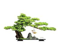 ZXQUEGF Artifical Tree Chinese Style Simulation Welcoming Pine Bonsai Ornaments Entrance Living Room Office Hotel Desktop Decoration Artificial Tree Indoor(L)