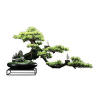 ZXQUEGF Artifical Tree Creative Office Decoration Chinese Style Simulation Pine Bonsai Study Porch Living Room Zen Decoration Crafts Artificial Tree Indoor(B)