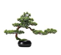 ZXQUEGF Artifical Tree Simulation Of Welcoming Pine Bonsai Ornaments Green Plant Potted Interior Decoration Chinese Pine Tree Decoration Artificial Tree Indoor(B)
