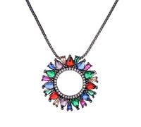 ZXQUEGF beautiful multicolor cubic zirconia crystal flower necklace viper circle round women's pendant necklace wedding