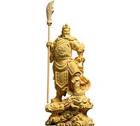 ZXQUEGF Box 16cm Guanyu Sculpture Wood Carving Guan Gong Statue The Three Kingdoms Lucky Loyalty Feng Shui Decor Home Office Decoration