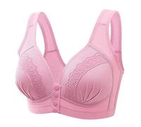 ZXQUEGF Bralettes for Women with Support Plus Size Front Closure Comfortable Bra Full Coverage No Underwire Daily Bralette Hot Pink #3 L
