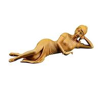 ZXQUEGF Buddha 18cm Classical Beautiful Girl Wood Carving Wooden Decorative Figure Statue Craft Gift Ornaments