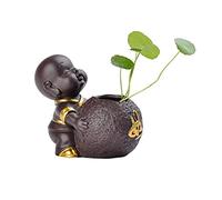 ZXQUEGF Buddha Monk Copper Money Grass Hydroponic Container Creative Desktop Decoration Flower Pot Small Vaseware statue ornament
