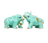 ZXQUEGF Buddha Statue 1 Pair of Elephant Sculptures Lucky Feng Shui Exquisite Resin Handicrafts Indoor Table Decorations Desktop Decoration Ornaments
