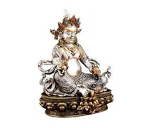 ZXQUEGF Buddha Statue Indoor Home Worship God Of Wealth White Copper Office Crafts Living Room Study Ornaments Meditation Decoration
