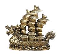 ZXQUEGF Buddha statue Pure Copper Smooth Ornament,Smooth Sailing Crafts,Fengshui Brass Dragon Pavilion Boat Ornament