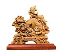ZXQUEGF Buddha statue Thuja Flourishing Ornament，Solid Carving Surplus Every Year Feng Shui Home Decoration Wood Gifts