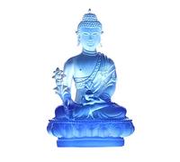 ZXQUEGF Buddha Statue Zen Buddha Home Furnishing Temple Porch Consecration Ancient Glass Buddha Sculpture Desktop Decoration Feng Shui Statue (Color : Oak)
