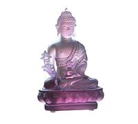 ZXQUEGF Buddha Statue Zen Buddha Home Furnishing Temple Porch Consecration Ancient Glass Buddha Sculpture Desktop Decoration Feng Shui Statue (Color : Oak)