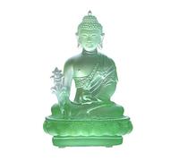 ZXQUEGF Buddha Statue Zen Buddha Home Furnishing Temple Porch Consecration Ancient Glass Buddha Sculpture Desktop Decoration Feng Shui Statue (Color : Oak)