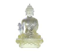 ZXQUEGF Buddha Statue Zen Buddha Home Furnishing Temple Porch Consecration Ancient Glass Buddha Sculpture Desktop Decoration Feng Shui Statue (Color : Oak)