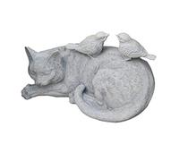 ZXQUEGF Buddha Statues Sculpture, Cat Sleeping wth Bird Figure Outdoors, Creative Animal Cooperative Statue Whimsical Garden Decorate