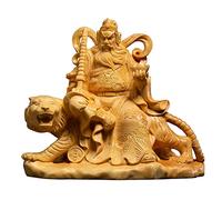 ZXQUEGF Buddha Zhao Gongming ornaments,Solid wood carving dedicated to the statue of riding a tiger,Wood Carved Home Room Decoration