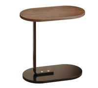 ZXQUEGF C -Type Side Table, Living Room Coffee Table, Bedroom Bedside Table, Retro Sofa Table for Small Space, Oval Desktop, Rustic Brown and Black