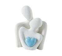 ZXQUEGF Ceramic Hugging Lovers Statue Wedding Gift Elegant Table Ornament for Book Shelf Decor Accents Lightweight, Blue Heart Size L