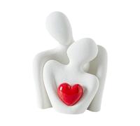ZXQUEGF Ceramic Hugging Lovers Statue Wedding Gift Elegant Table Ornament for Book Shelf Decor Accents Lightweight, Red Heart Size L