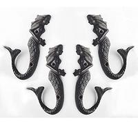 ZXQUEGF Coat Hooks,Wall Hangers,MultipurposeHooksRustic Wall Hooks Beach Theme Coastal Mermaid Decorative Set of 4 Garden House Coat Hook Cast Iron Indoor Outdoor Porch Home Ornaments Garage Key