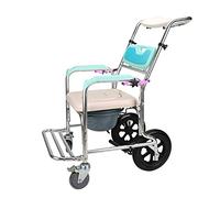 ZXQUEGF Commode Chair, with Wheeled Toilet Chair/Wheelchair Shower Transport Chair/Bathroom Bath Stool, Adjustable Backrest Angle Toilet Chair