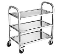 ZXQUEGF Compact Stainless Steel Trolley with Locking Wheels, for Home/Kitchen/Garage/Hotel/Bathroom