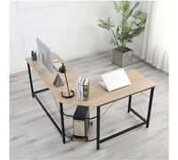 ZXQUEGF Computer Table L-Shaped Desktop PC Desk Home Study Office Furniture Laptop Workstation Corner Table Writing Desk, Easy to Assemble, 3 Colors Workstations (Wood Color)