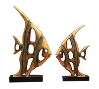 ZXQUEGF Couple Kissing Statue Decoration Resin Simulation Fish Sculpture Ornament Home Living Room Study TV Cabinet Ornaments, 1 Pair Desktop Office Decor